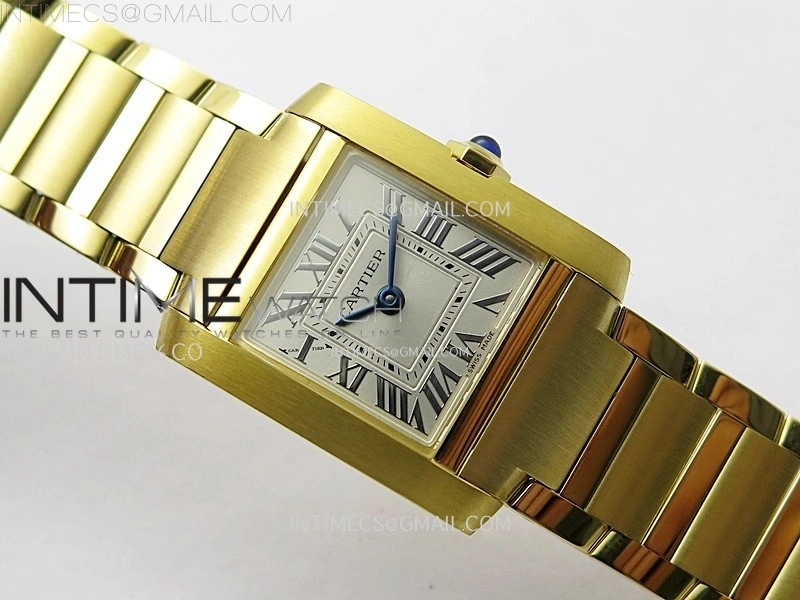 Tank Francaise Ladies 21.2mm YG 8848F 1:1 Best Edition Silver Dial on YG Bracelet Ronda Quartz